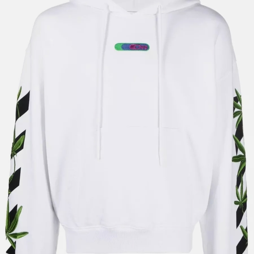 Off-White White Hoodie with Leaf Design